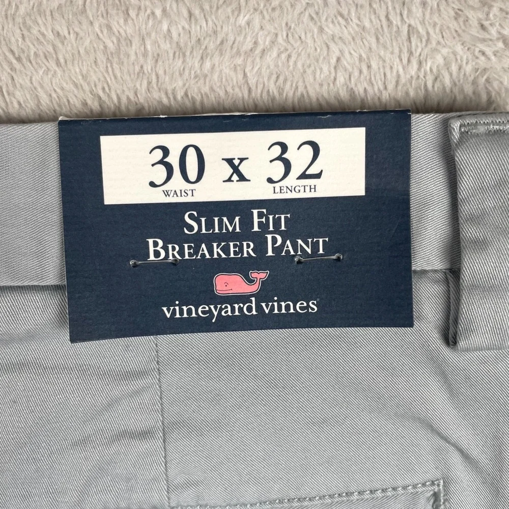 New Vineyard Vines Breaker Pant Men 30x32 Slim Fit Gray Preppy Golf Office Chino
